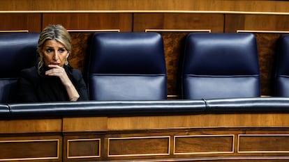 Yolanda Díaz, durante una sesión de Control al Gobierno en el Congreso de los Diputados.