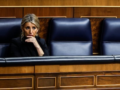 Yolanda Díaz, durante una sesión de Control al Gobierno en el Congreso de los Diputados.