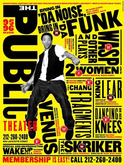 Cartel de Scher para la obra 'Bring in 'Da Noise, Bring in 'Da Funk', presentada en el Public Theater en 1995.