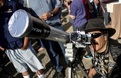 Man watching eclipse