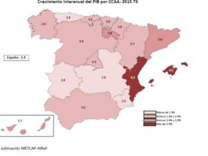 Valencia, Baleares y La Rioja, las que más crecen en el tercer trimestre