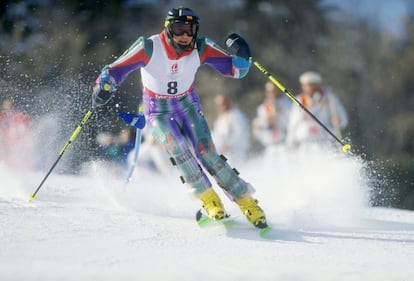 Blanca Fernández Ochoa, durante la prueba de eslalon femenino de los Juegos Olímpicos de Albertville (Francia), en 1992.