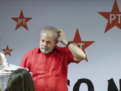 O ex-presidente Lula, no Congresso Nacional do PT. 