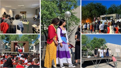 Imágenes de asistentes, representaciones de teatro y actividades culturales del evento en conmemoración de los 90 años de la visita de la Misiones Pedagógicas a Seseña, en una imagen cedida por el instituto.