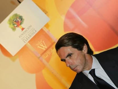 Aznar, durante la celebraci&oacute;n del V aniversario de la Fundaci&oacute;n Denaes.