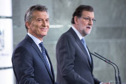 Mariano Rajoy y Mauricio Macri en el Palacio de La Moncloa.