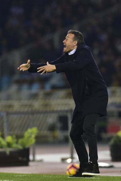 El entrenador FC Barcelona Luis Enrique, durante el partido.