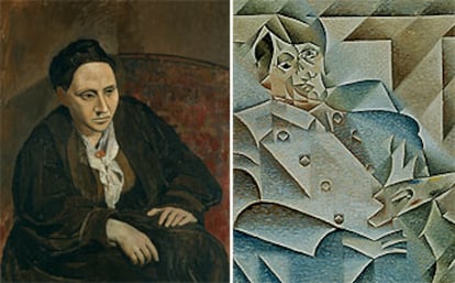 Cuadros de Pablo Picasso <i>(Gertrude Stein),</i> a la izquierda, y de Juan Gris <i>(Retrato de Picasso).</i>