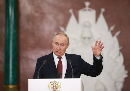 El presidente ruso, Vladmir Putin, durante una comparecencia en el Kremlin, Mosc.