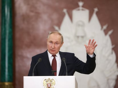 El presidente ruso, Vladímir Putin, durante una comparecencia en el Kremlin, Moscú.