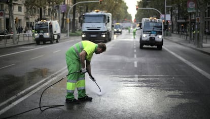 La avenida Diagonal de Barcelona, cortada este miércoles.