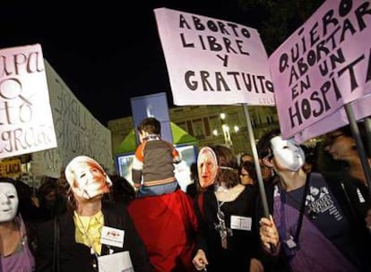 Concentración a favor del aborto el pasado enero en Madrid.