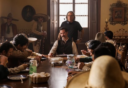 Manuel García-Rulfo, center, in the role of Pedro Páramo, on the set of the film based on his uncle's novel.