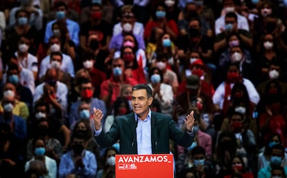 Pedro Sánchez speaking on Sunday at the Socialist Party’s 40th Federal Congress.