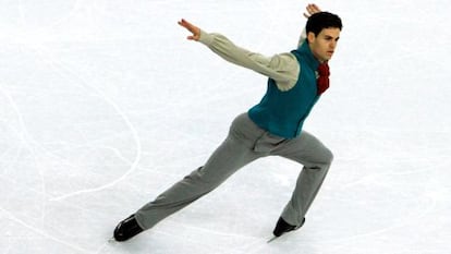 El patinador Javier Raya durante su ejercicio en los Juegos Ol&iacute;mpicos de Sochi.