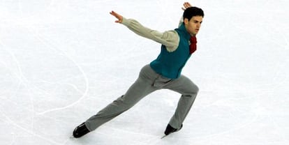 El patinador Javier Raya durante su ejercicio en los Juegos Ol&iacute;mpicos de Sochi.