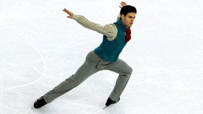 El patinador Javier Raya durante su ejercicio en los Juegos Olímpicos de Sochi.