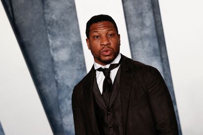 In this file photo taken on March 13, 2023 US actor Jonathan Majors attends the Vanity Fair 95th Oscars Party at the The Wallis Annenberg Center for the Performing Arts in Beverly Hills, California.