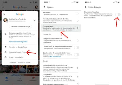 Activa los favoritos del iPhone en Google Fotos.