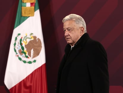 Andrés Manuel López Obrador durante su conferencia matutina de este lunes, en Ciudad de México.