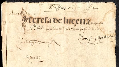 Una página del proceso inquisitorial realizado a partir de 1530 contra Teresa de Lucena.