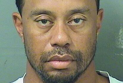 Tiger Eldrick Woods, en su ficha policial, el pasado mayo en Palm Beach.