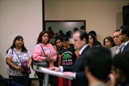 Familiares de las víctimas en una rueda de prensa sobre el 'caso Heavens'.