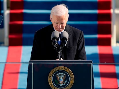 Joe Biden, durante su discurso de toma de posesión, este miércoles en el Capitolio.