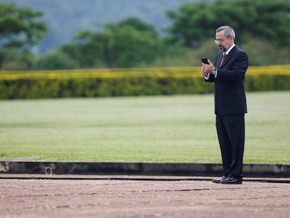 O ministro Abraham Weintraub no Palácio da Alvorada, no dia 21.