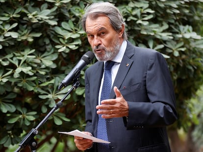 El expresidente de la Generalitat Artur Mas durante la rueda de prensa en la que acusó  al Estado de buscar su "muerte civil y política"