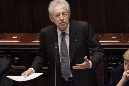 El primer ministro italiano, Monti, este mes durante una intervención parlamentaria