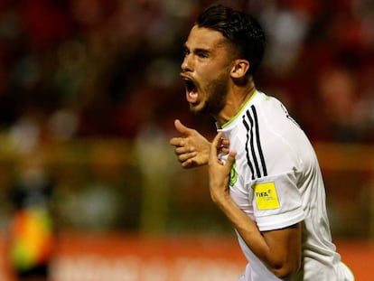 Reyes celebra su gol contra el conjunto trinitense