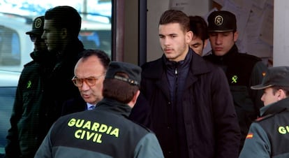 Lucas Hernández ao chegar ao tribunal em Majadahonda.