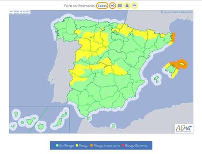 Previsión del tiempo de la AEMET para este 5 de enero.