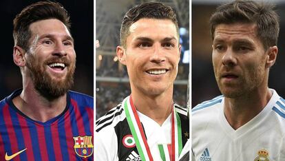 Lionel Messi, Cristiano Ronaldo y Xabi Alonso.