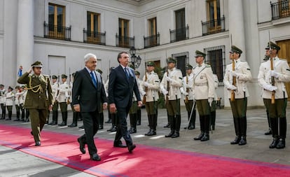 El presidente de Chile, Sebastián Piñera, recibe con honores en La Moneda a su par de Brasil, Jair Bolsonaro.