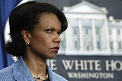 Condoleezza Rice, durante una conferencia de prensa en la Casa Blanca el 2 de agosto de 2004.