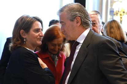 Teresa Ribera, ministra de Transición Ecológica y Reto Demográfico y Francisco Reynés, Presidente de Naturgy