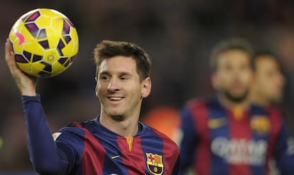 Messi, durante el derbi contra el Espanyol.
