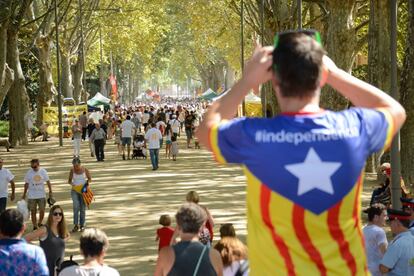 Entrada als Camps Eliseus de Lleida, on se celebra el mercat de la República Catalana.