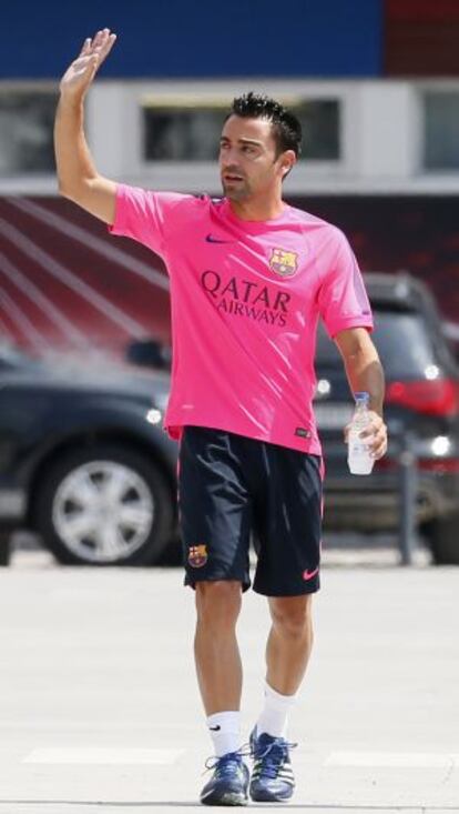 Xavi Hernández, ayer antes de anunciar su retirada de la selección.