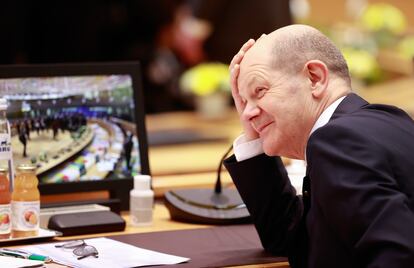 El canciller alemán, Olaf Scholz, el jueves en Bruselas.