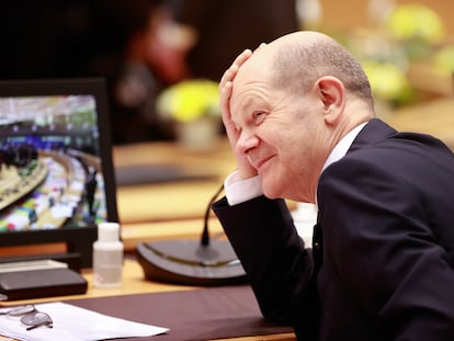 El canciller alemán, Olaf Scholz, el jueves en Bruselas.