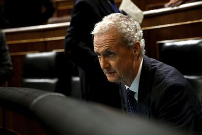 El ministro de Defensa, Pedro Morenés, durante la sesión de control en el Congreso.