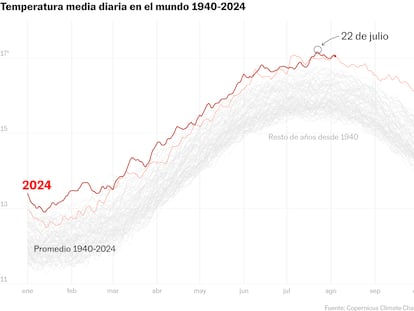 Julio de 2024, el mes que dejó un récord de temperatura máxima diaria en la Tierra que se volverá a romper