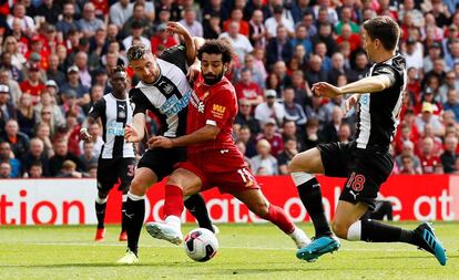 Mohamed Salah de Liverpool en el partido contra Newcastle.