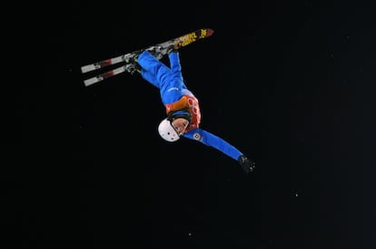 Entrenamiento femenino de esquí acrobático o estilo libre durante los Juegos Olímpicos de Invierno de Pyeongchang (Corea del Sur), el 16 de febrero de 2018.