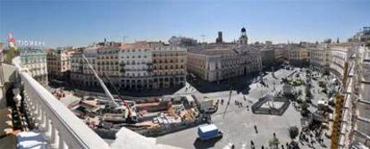 Imagen panorámica actual de la Puerta del Sol, cuya superficie peatonal aumentará.