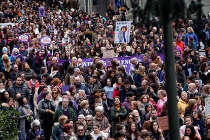 Manifestación feminista este domingo por las calles de Vigo.
