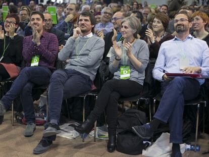 Marta Rivas, David Cid, Ernest Urtasun, Dolors Camats y Joan Herrera, en un momento de la asamblea.